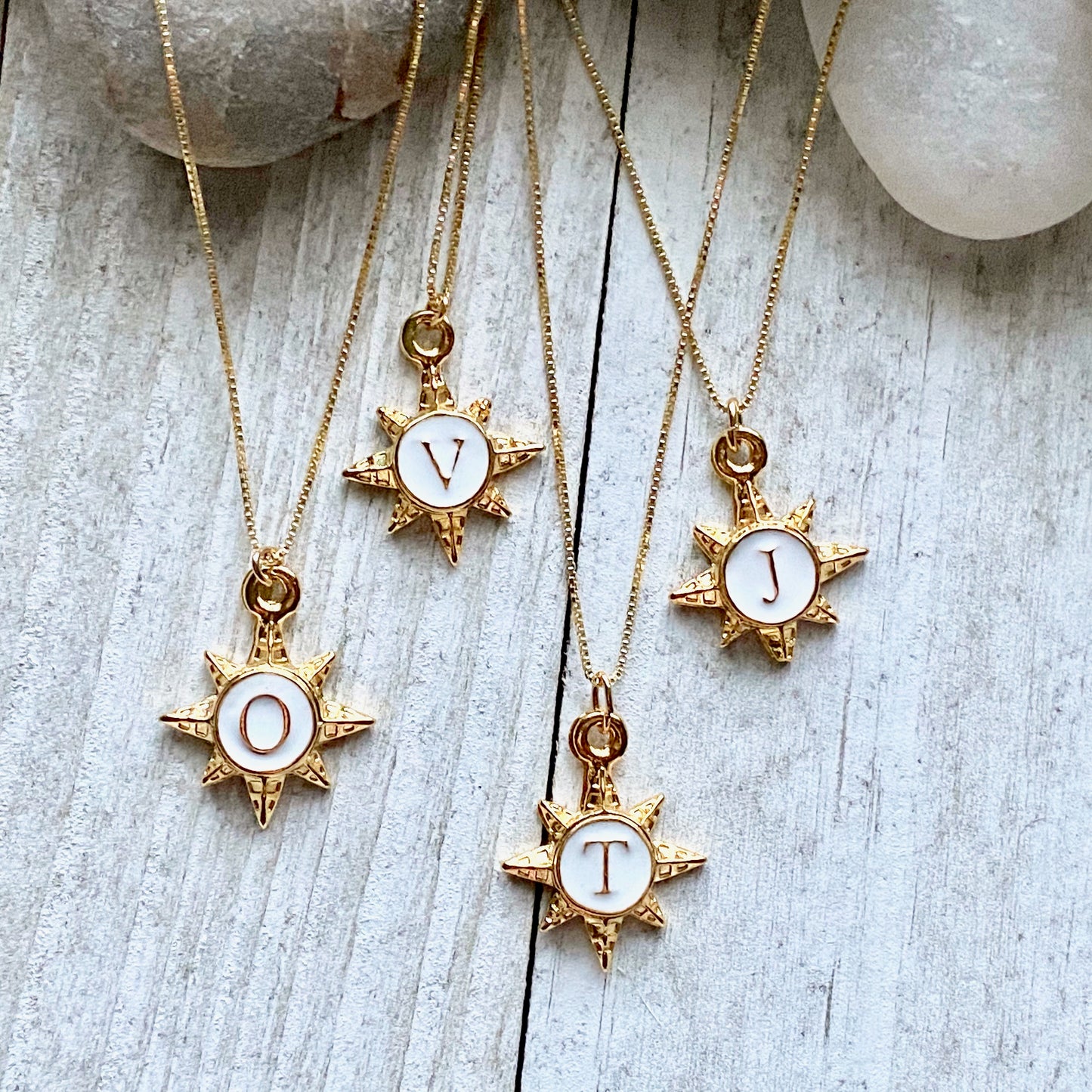 Solaris White Enamel Initial Necklace