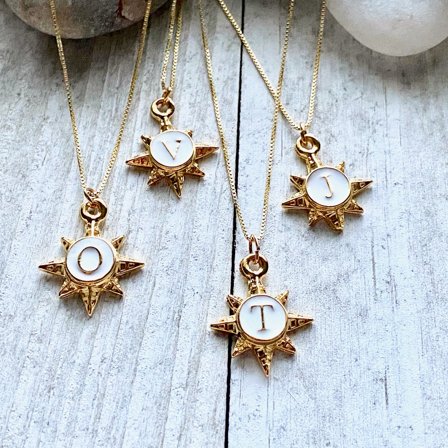 Solaris White Enamel Initial Necklace