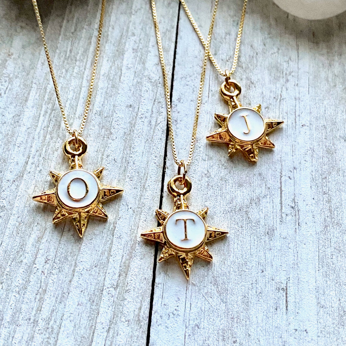 Solaris White Enamel Initial Necklace