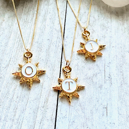 Solaris White Enamel Initial Necklace