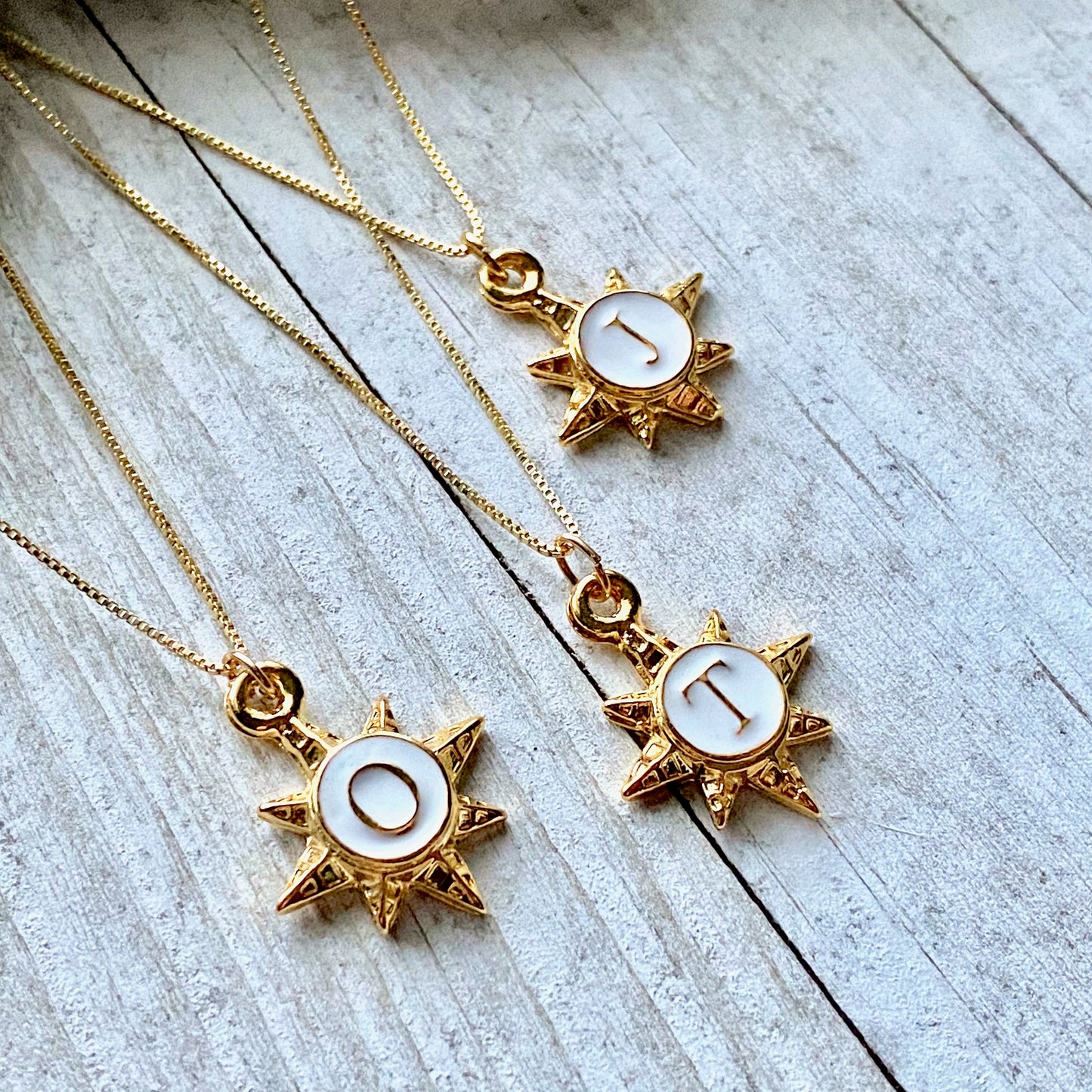 Solaris White Enamel Initial Necklace