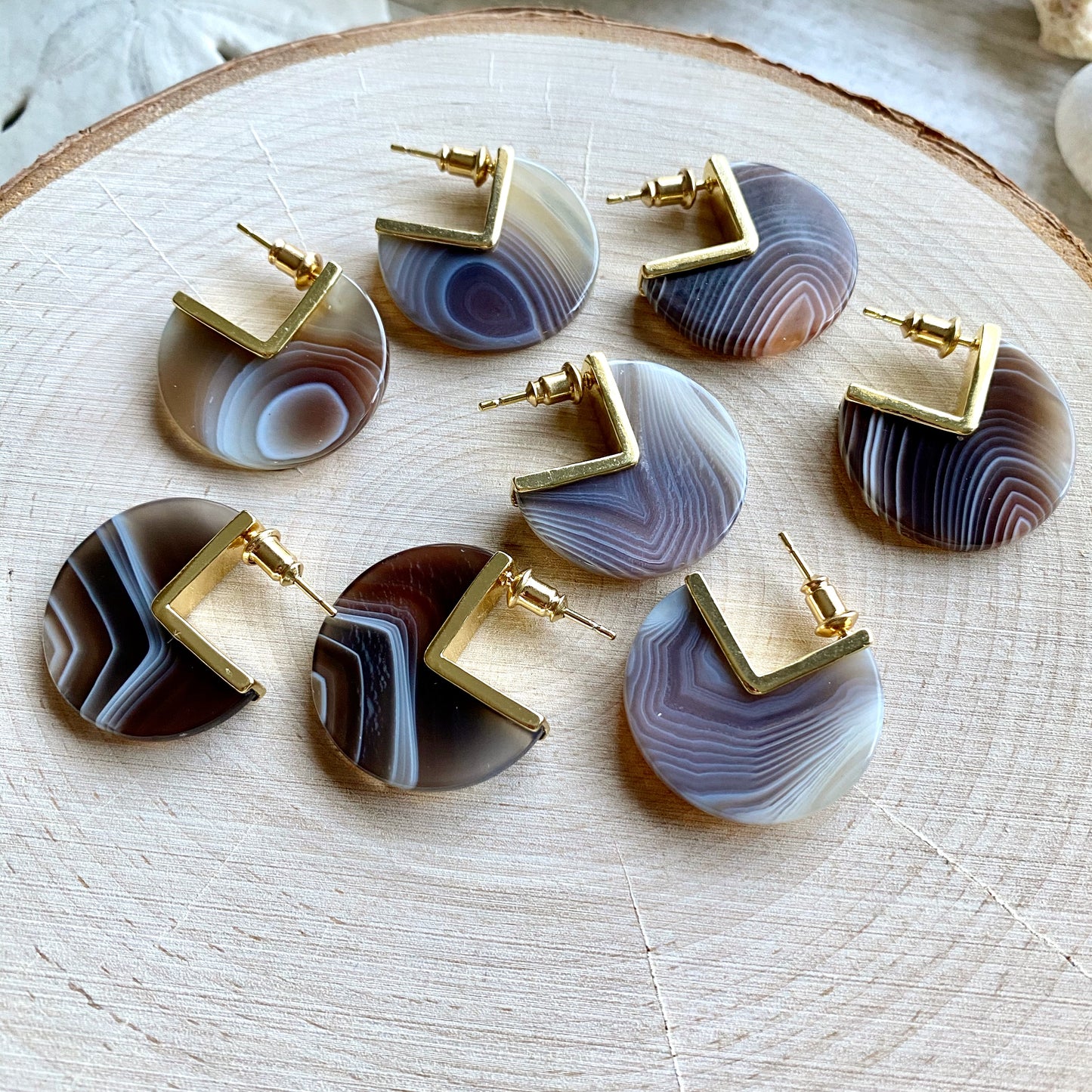 Band Together Agate Earrings