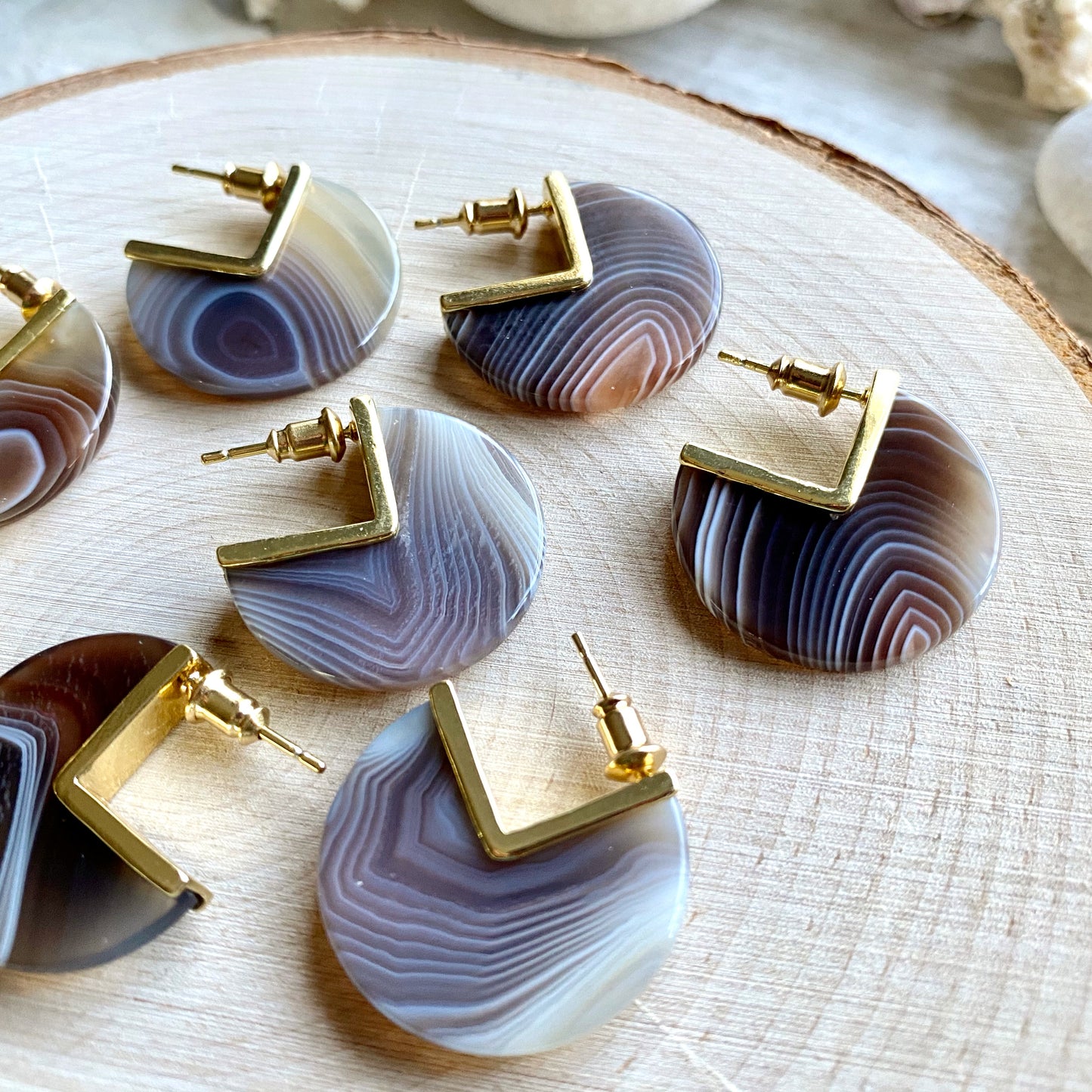 Band Together Agate Earrings
