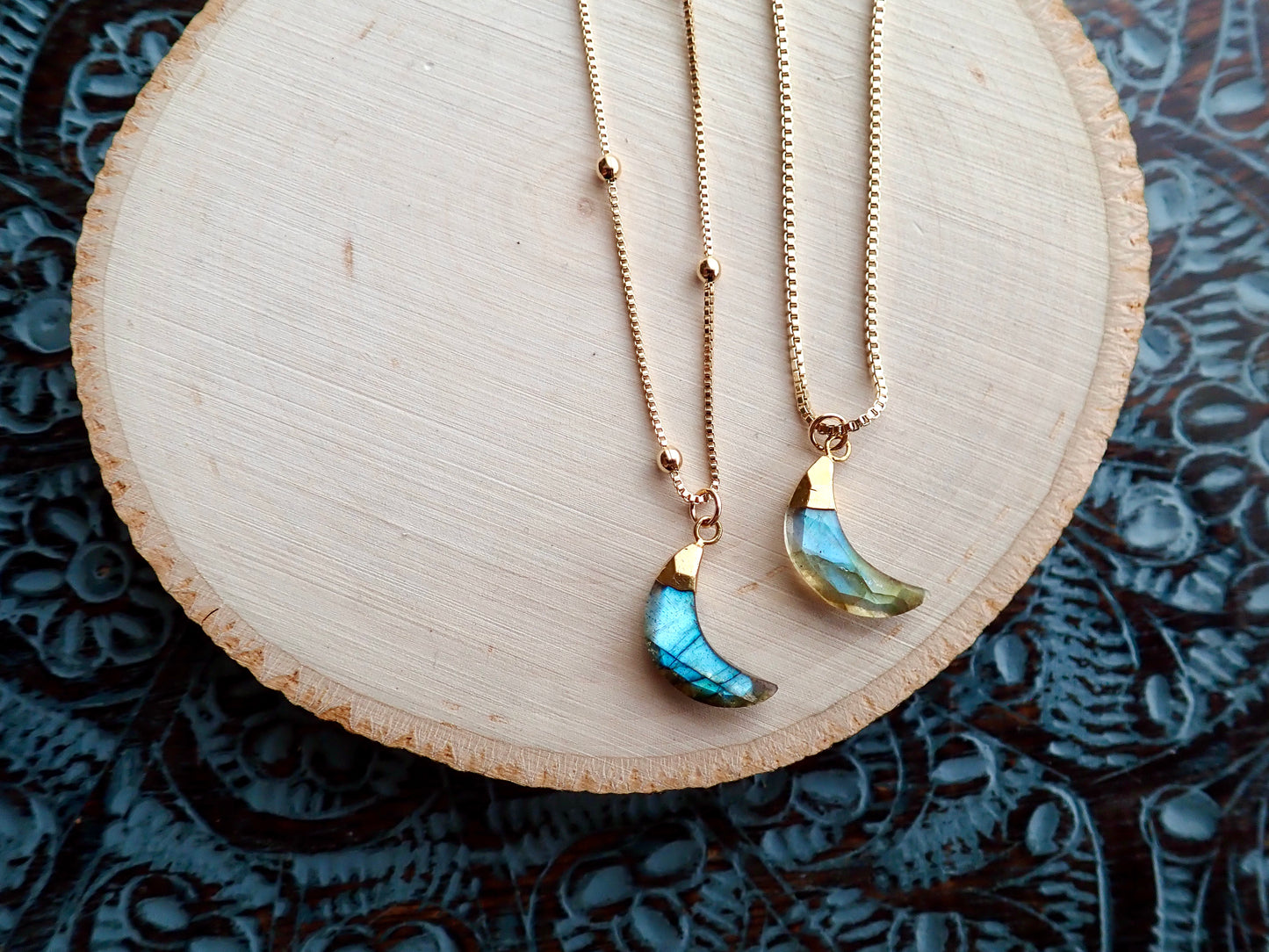 Borealis Labradorite Moon Necklace