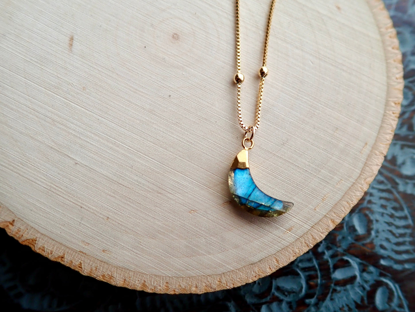 Borealis Labradorite Moon Necklace