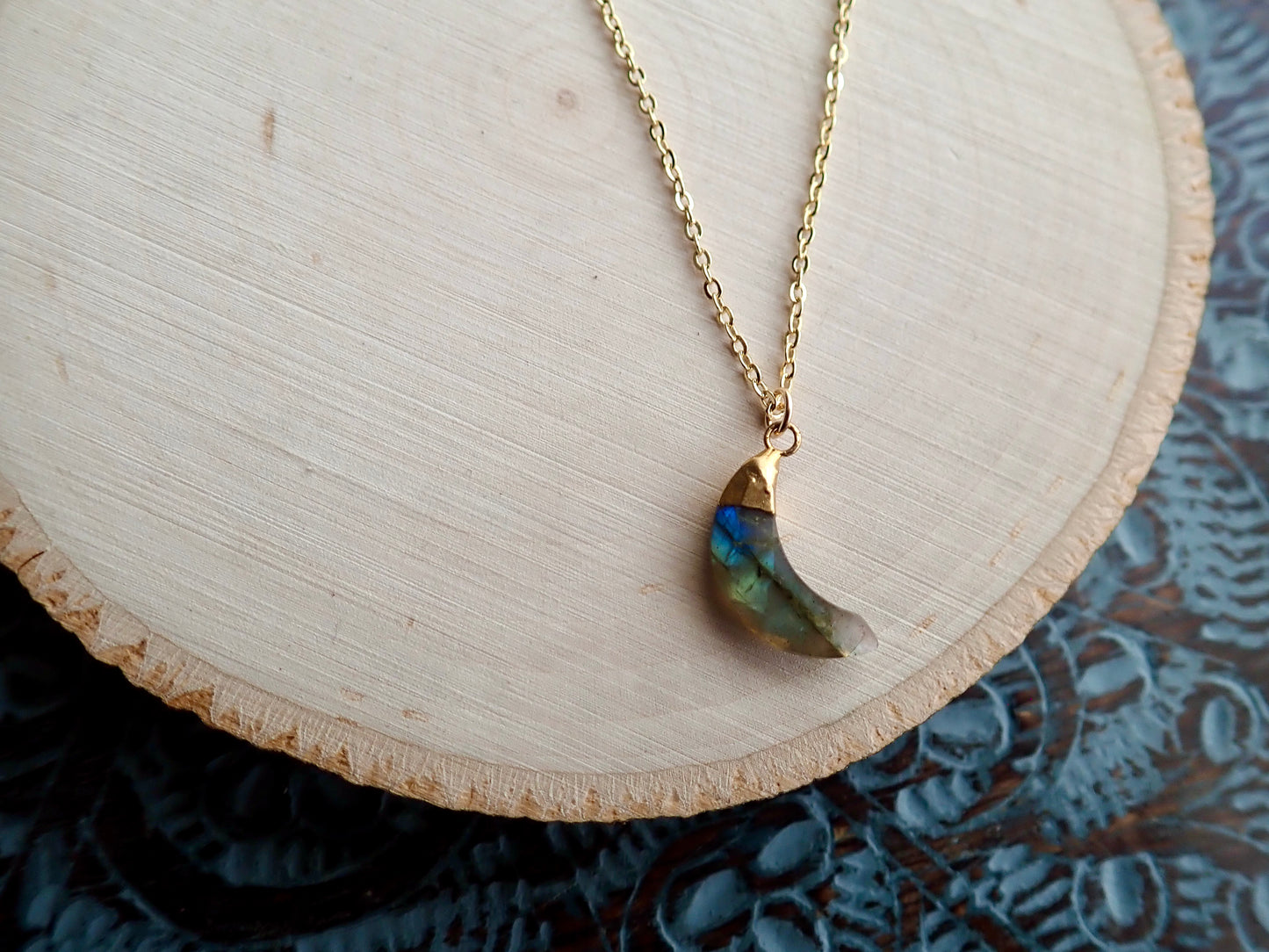 Borealis Labradorite Moon Necklace