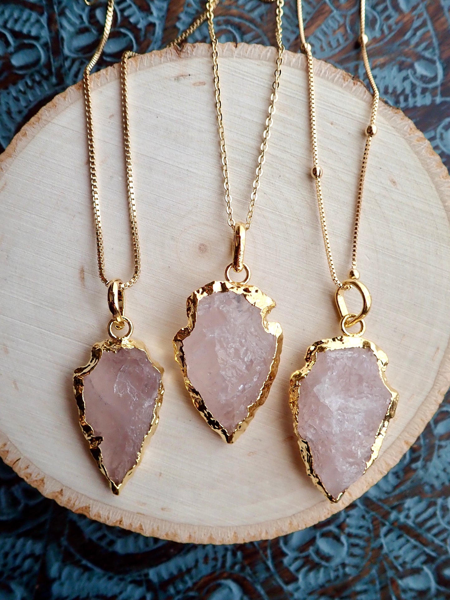 Rose Quartz Arrowhead Necklace