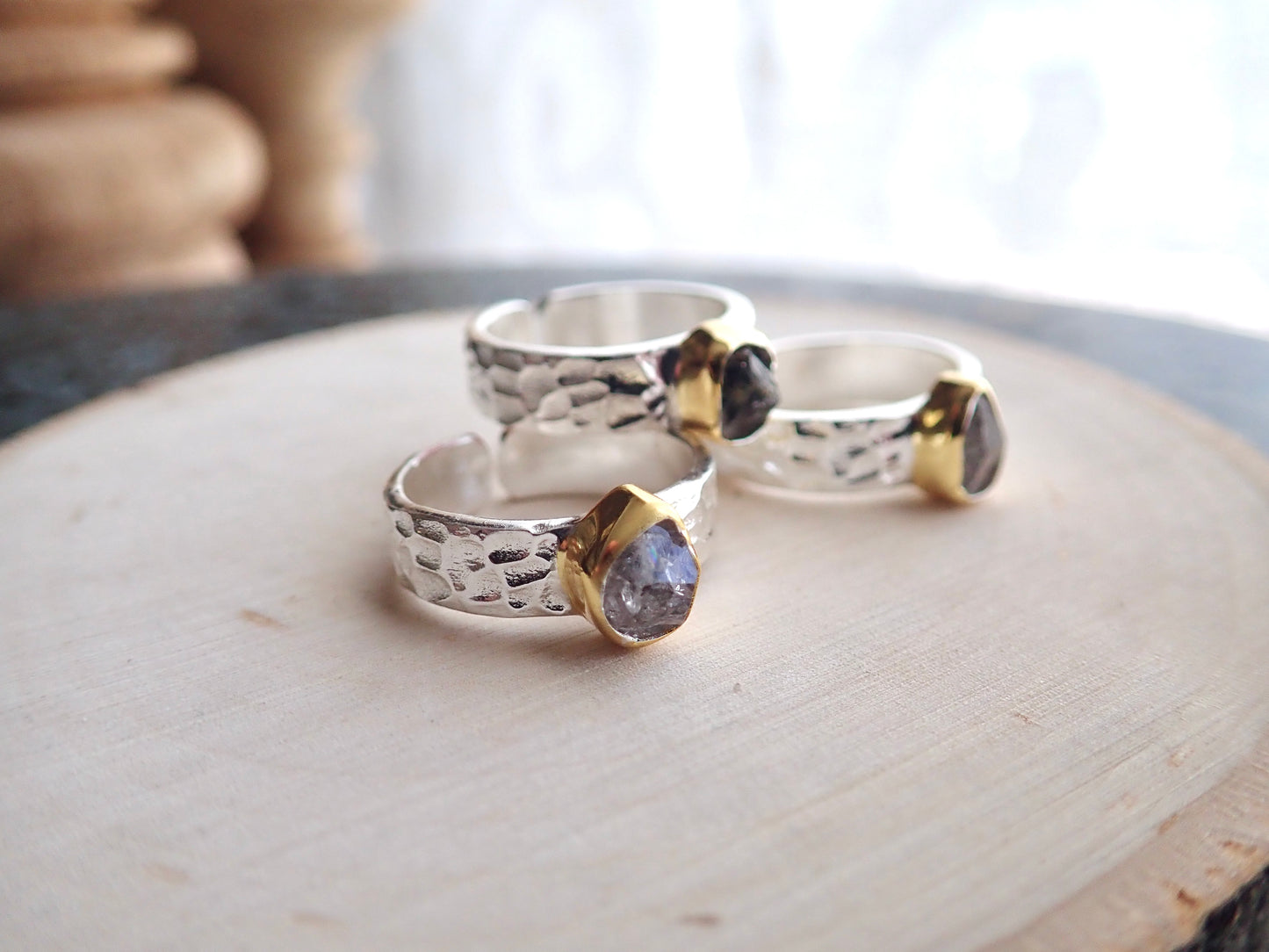 Etna Silver and Gold Herkimer Diamond Ring