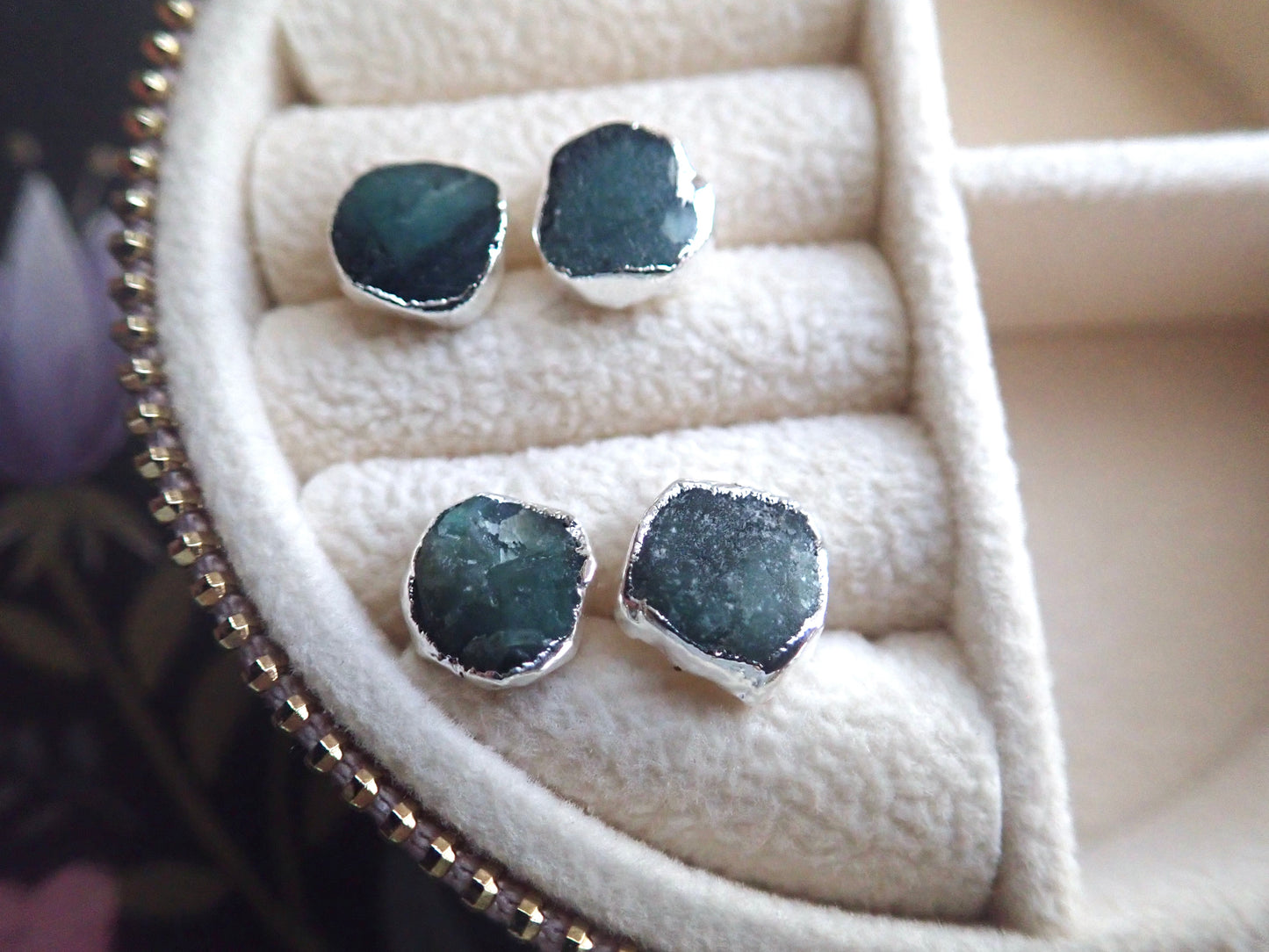 Fangorn Silver Emerald Earrings