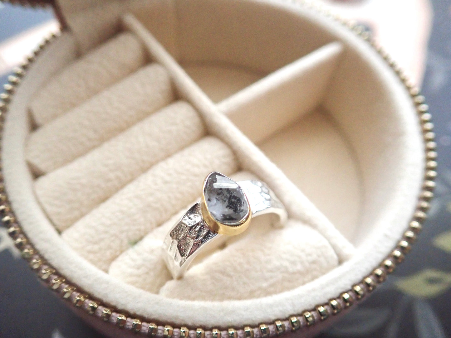 Etna Silver and Gold Herkimer Diamond Ring