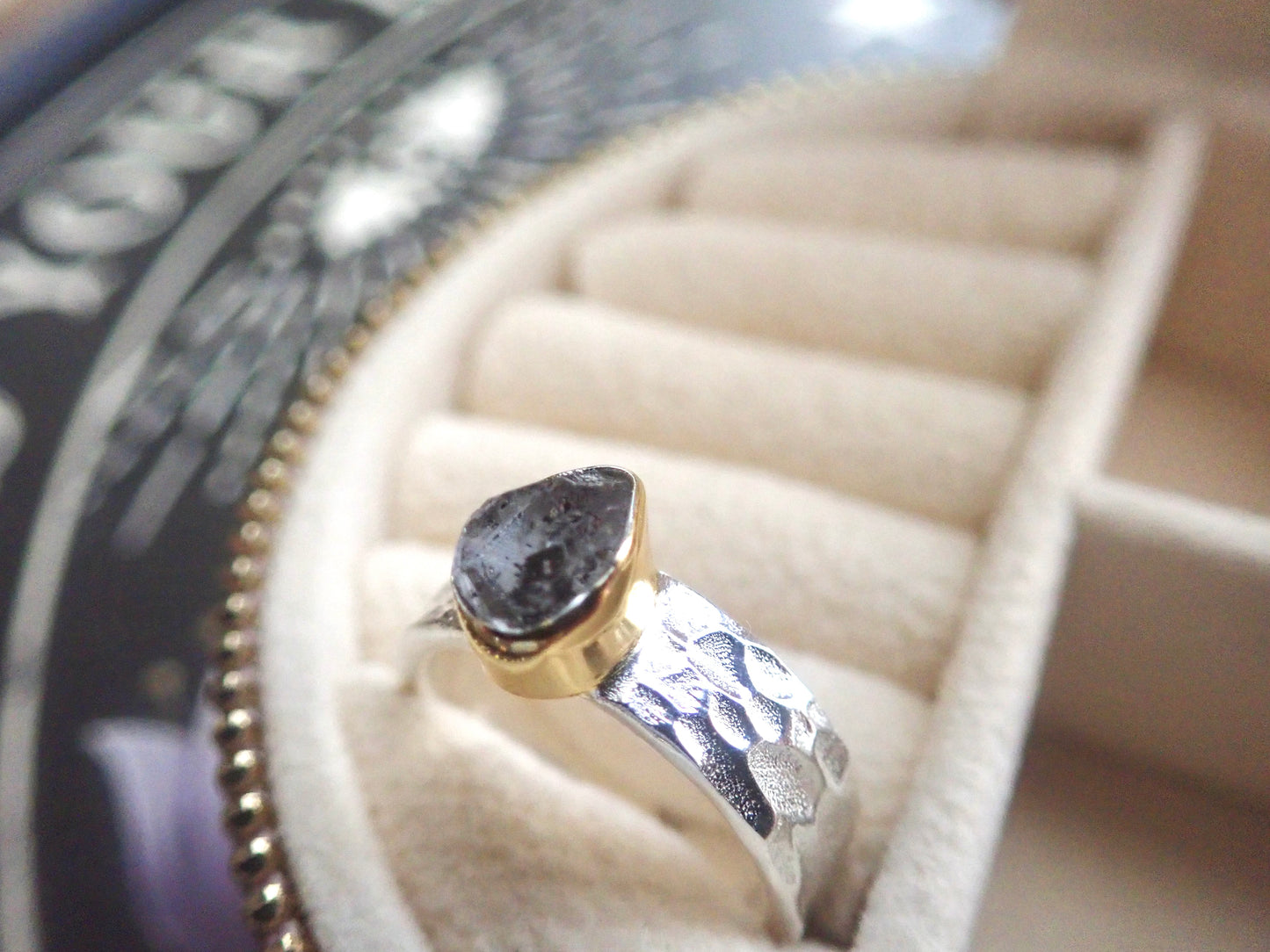 Etna Silver and Gold Herkimer Diamond Ring