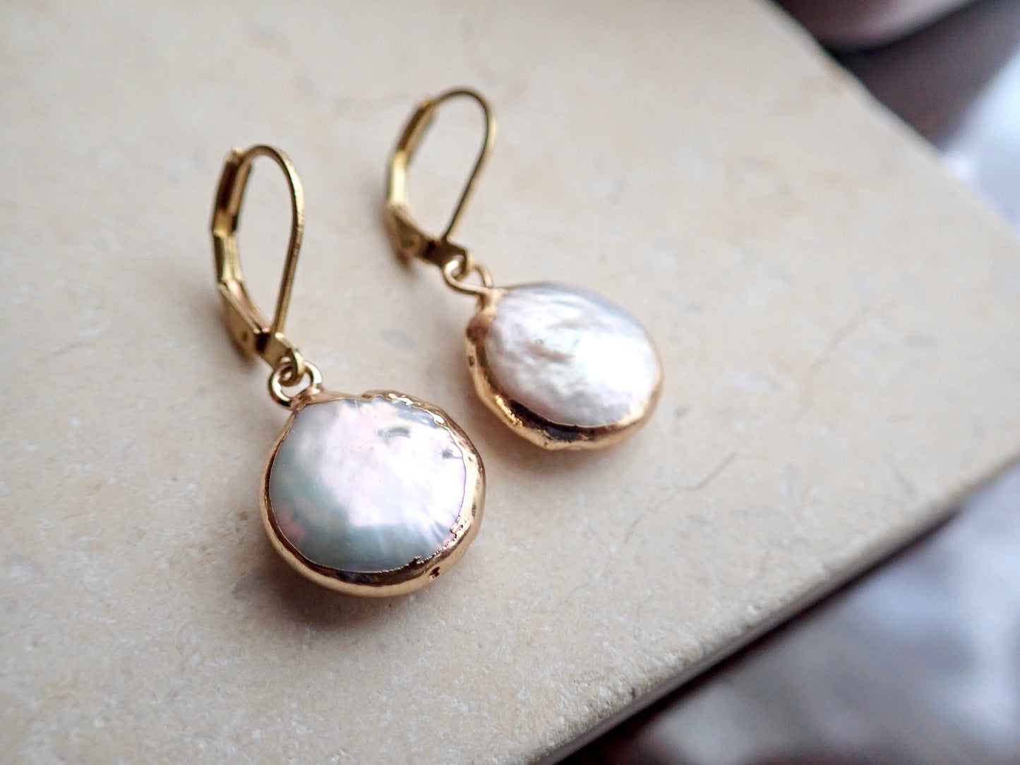 Mykkos Pearl Coin Dangle Earrings