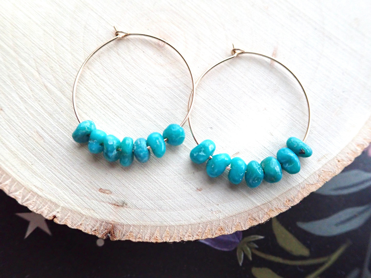 White Water Turquoise Hoops
