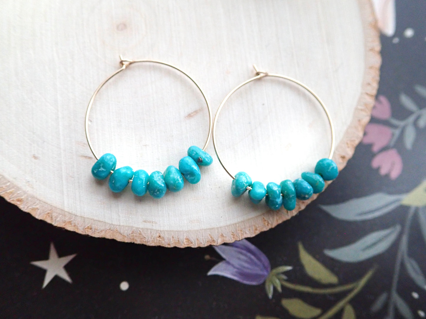 White Water Turquoise Hoops