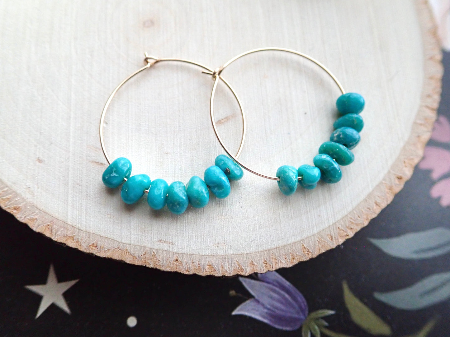 White Water Turquoise Hoops