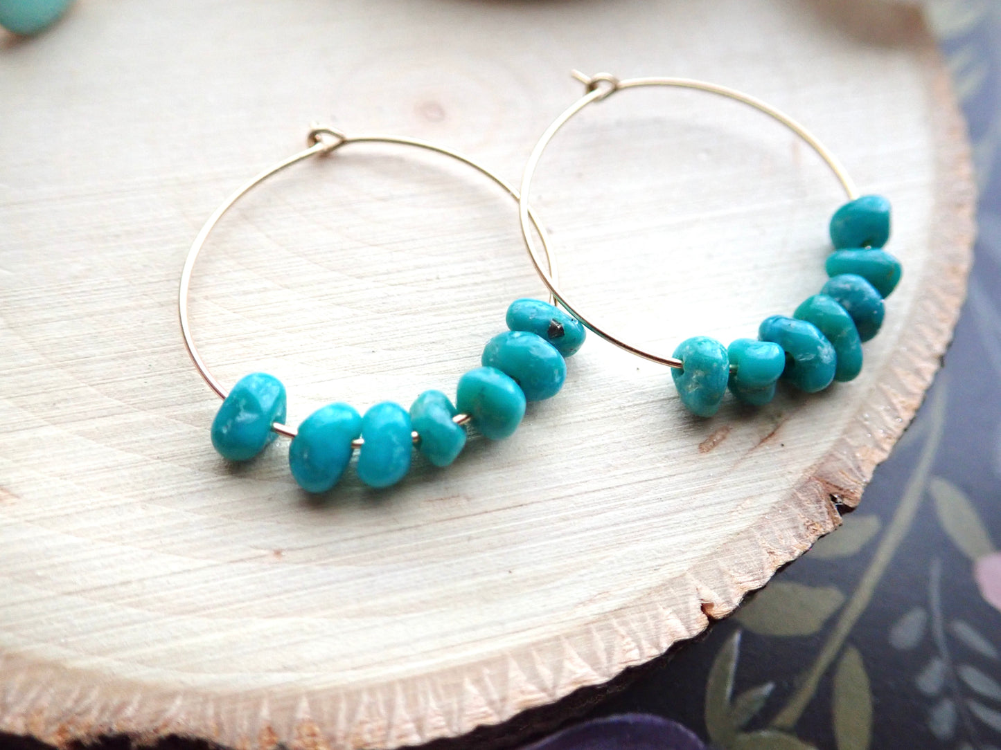 White Water Turquoise Hoops