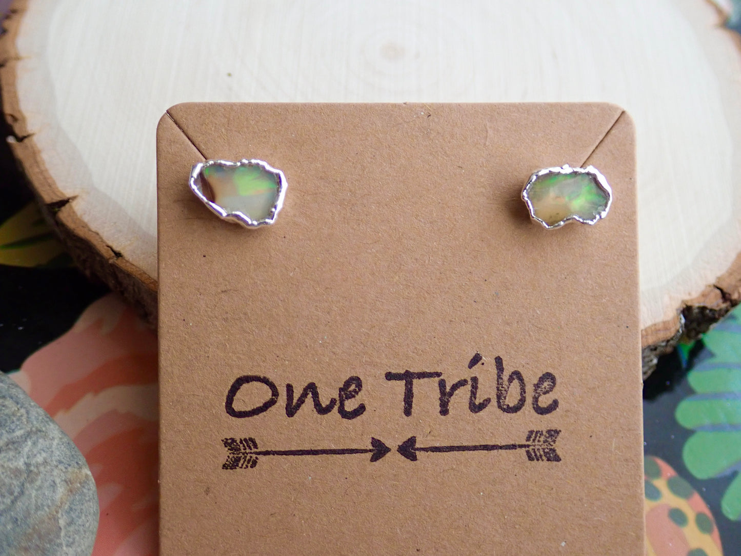 Plata Fire Opal Studs