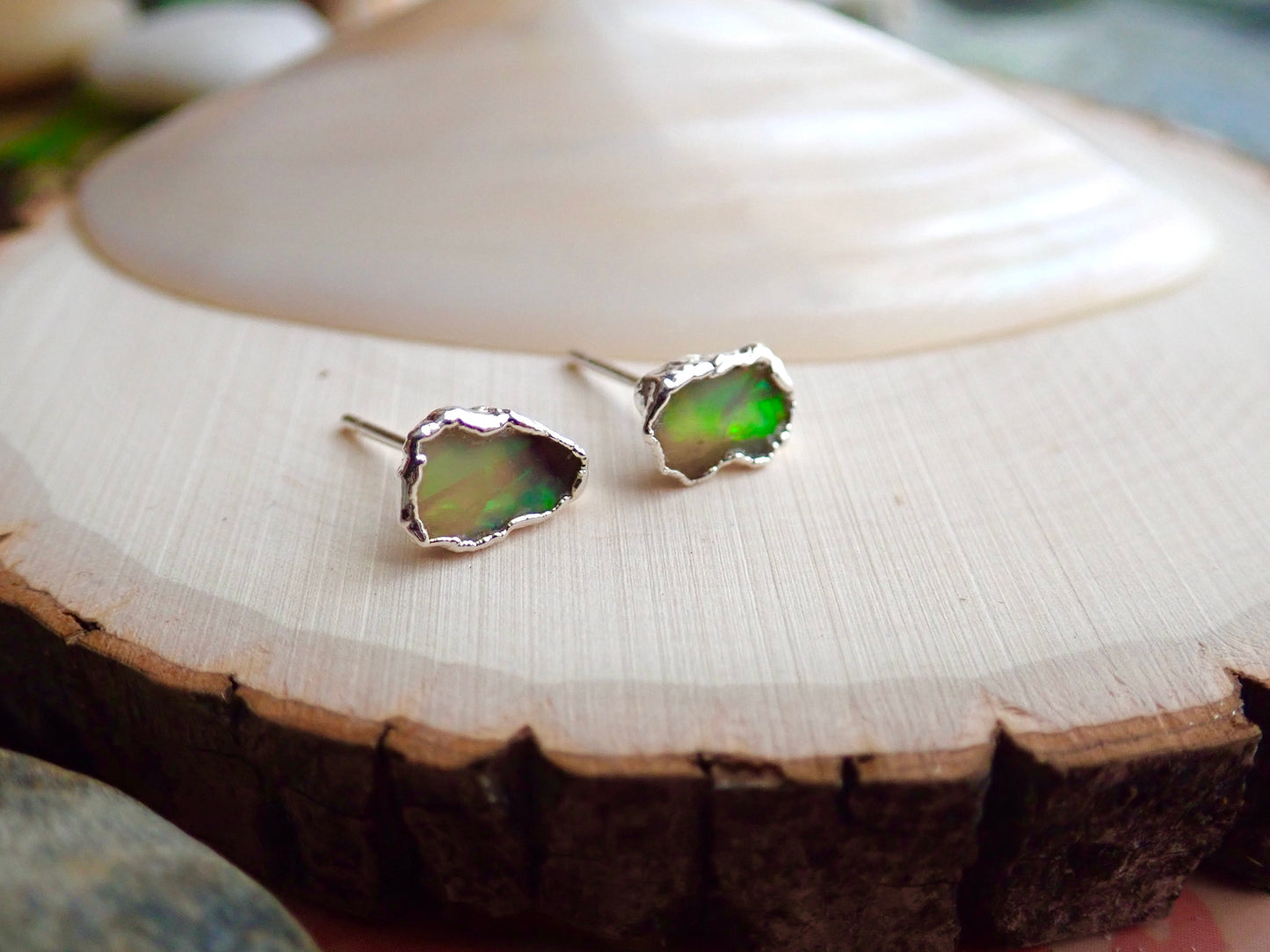 Plata Fire Opal Studs