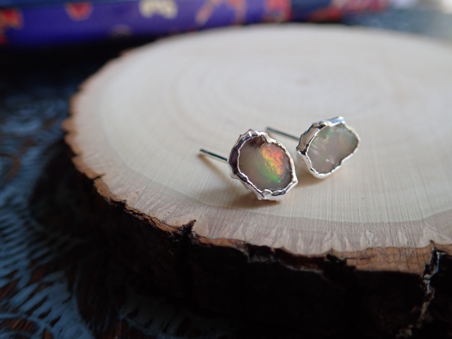 Plata Fire Opal Studs