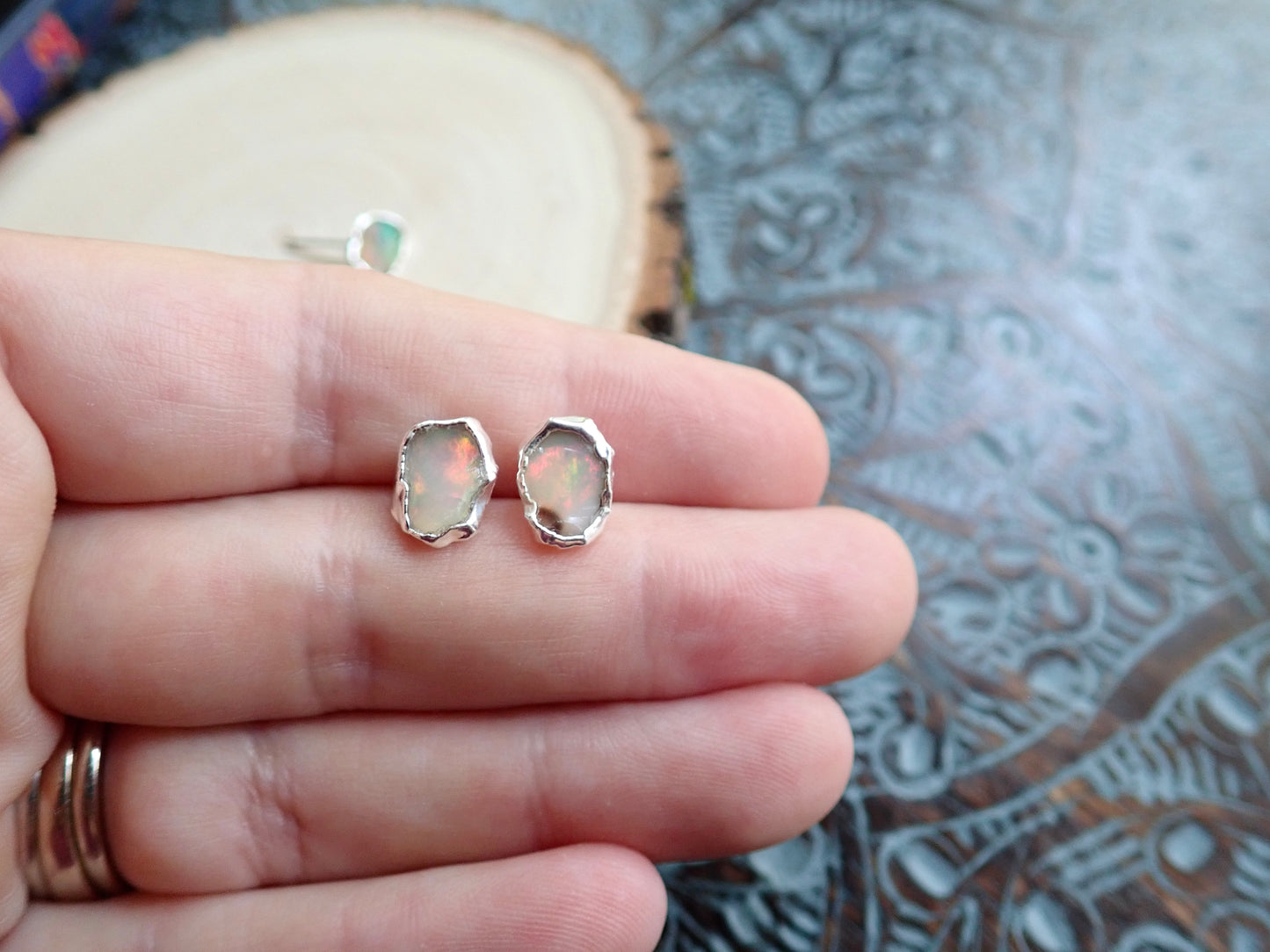 Plata Fire Opal Studs