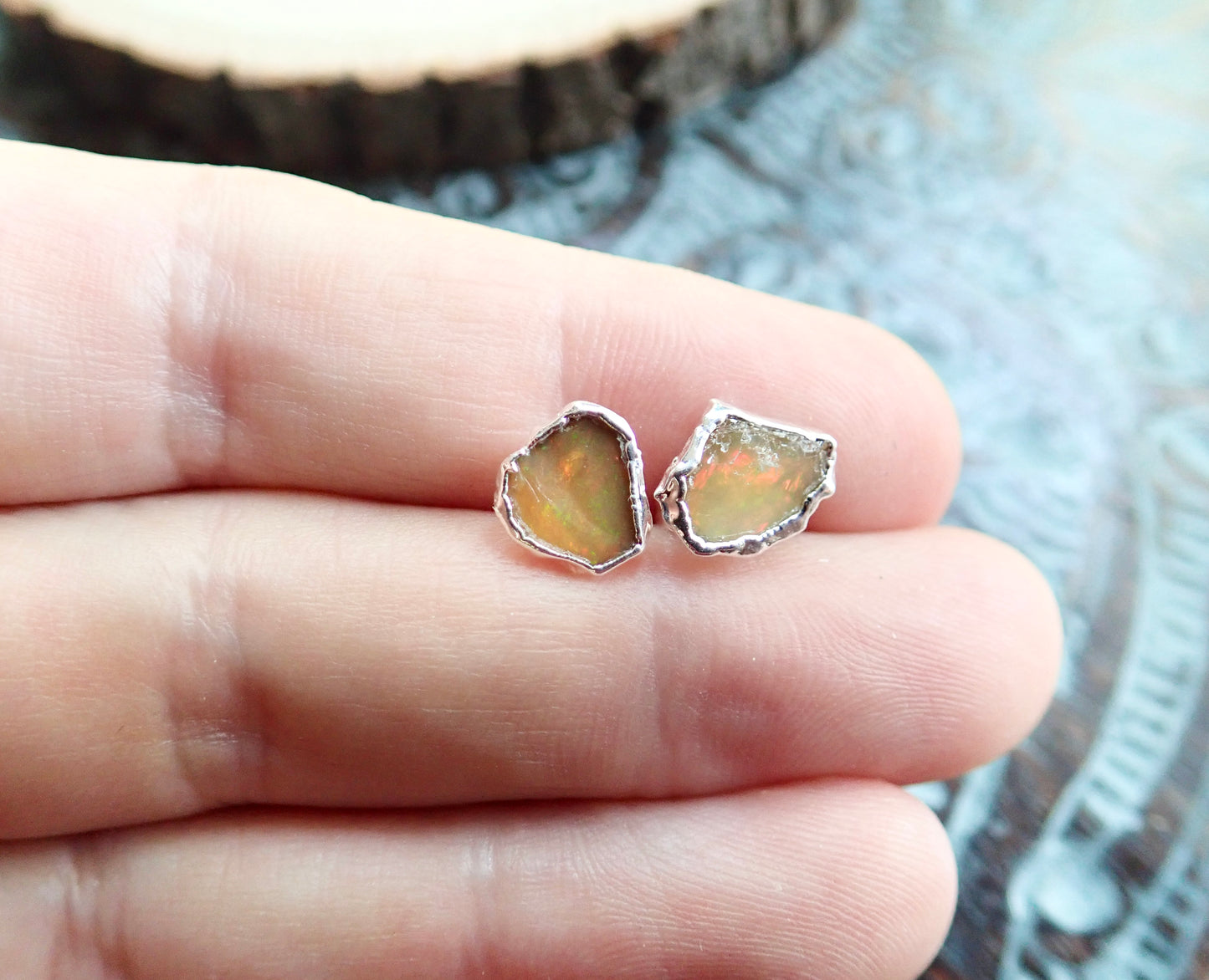Plata Fire Opal Studs