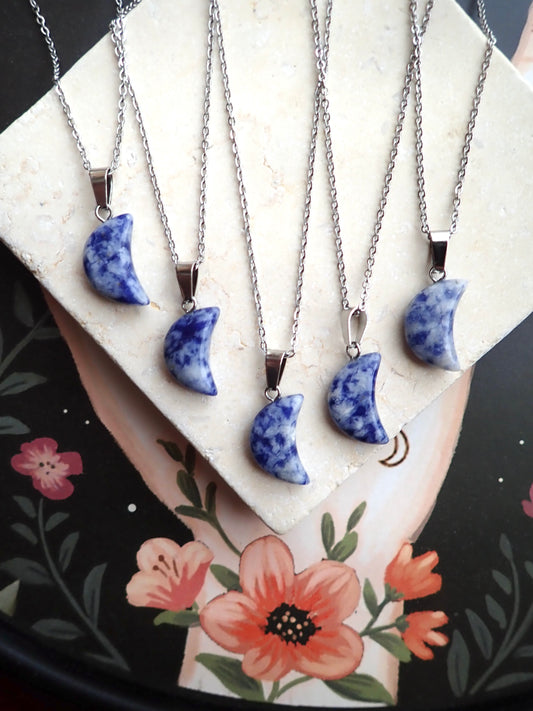 Tycho Lapis Lazuli Crescent Moon Necklace