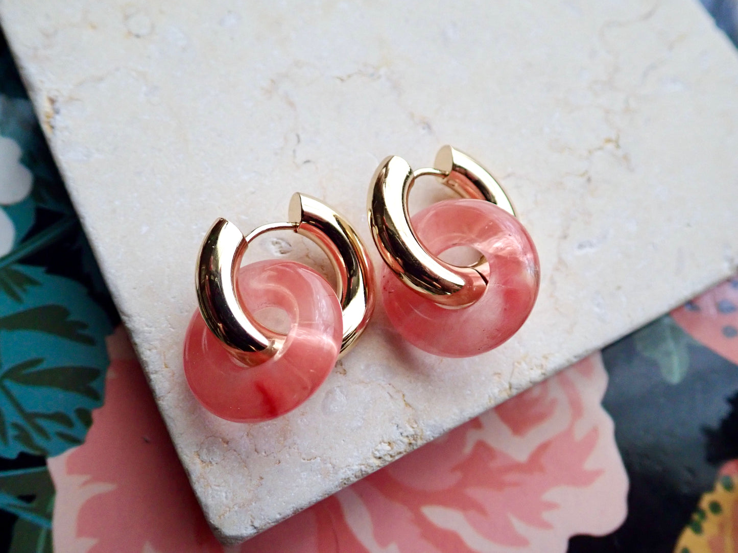 Gordi Rose Quartz Hoop Earrings
