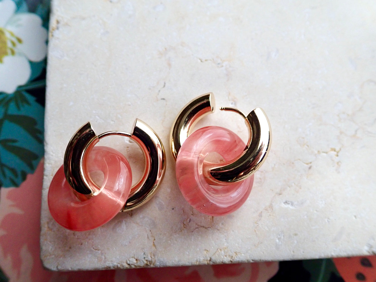 Gordi Rose Quartz Hoop Earrings