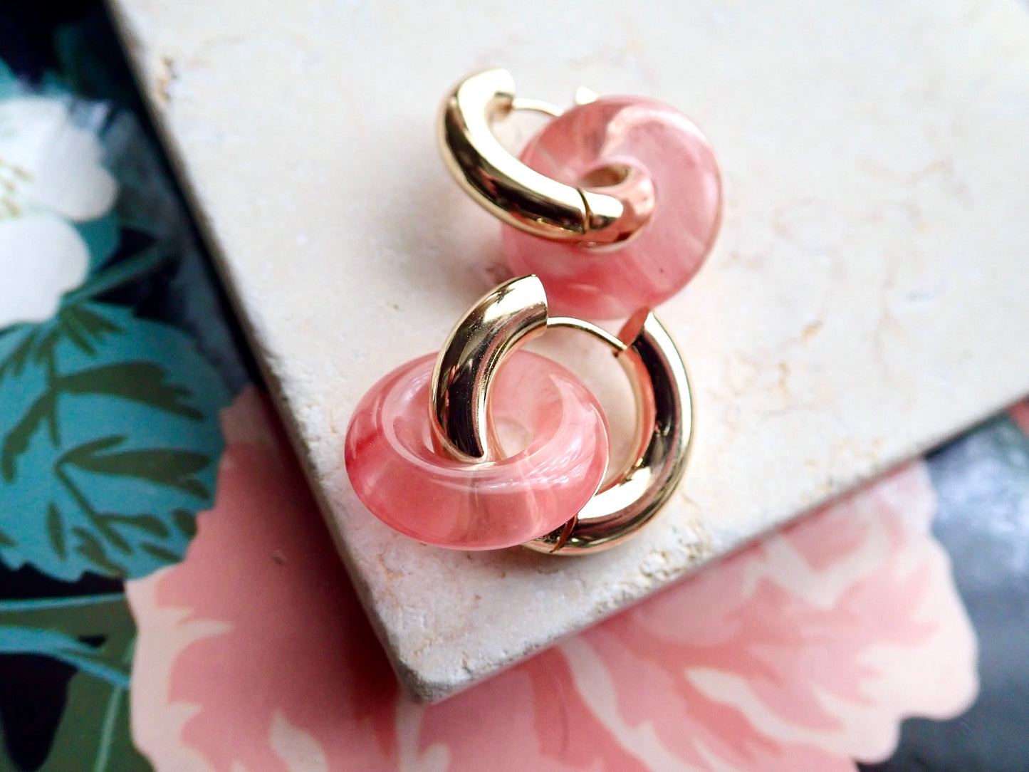 Gordi Rose Quartz Hoop Earrings
