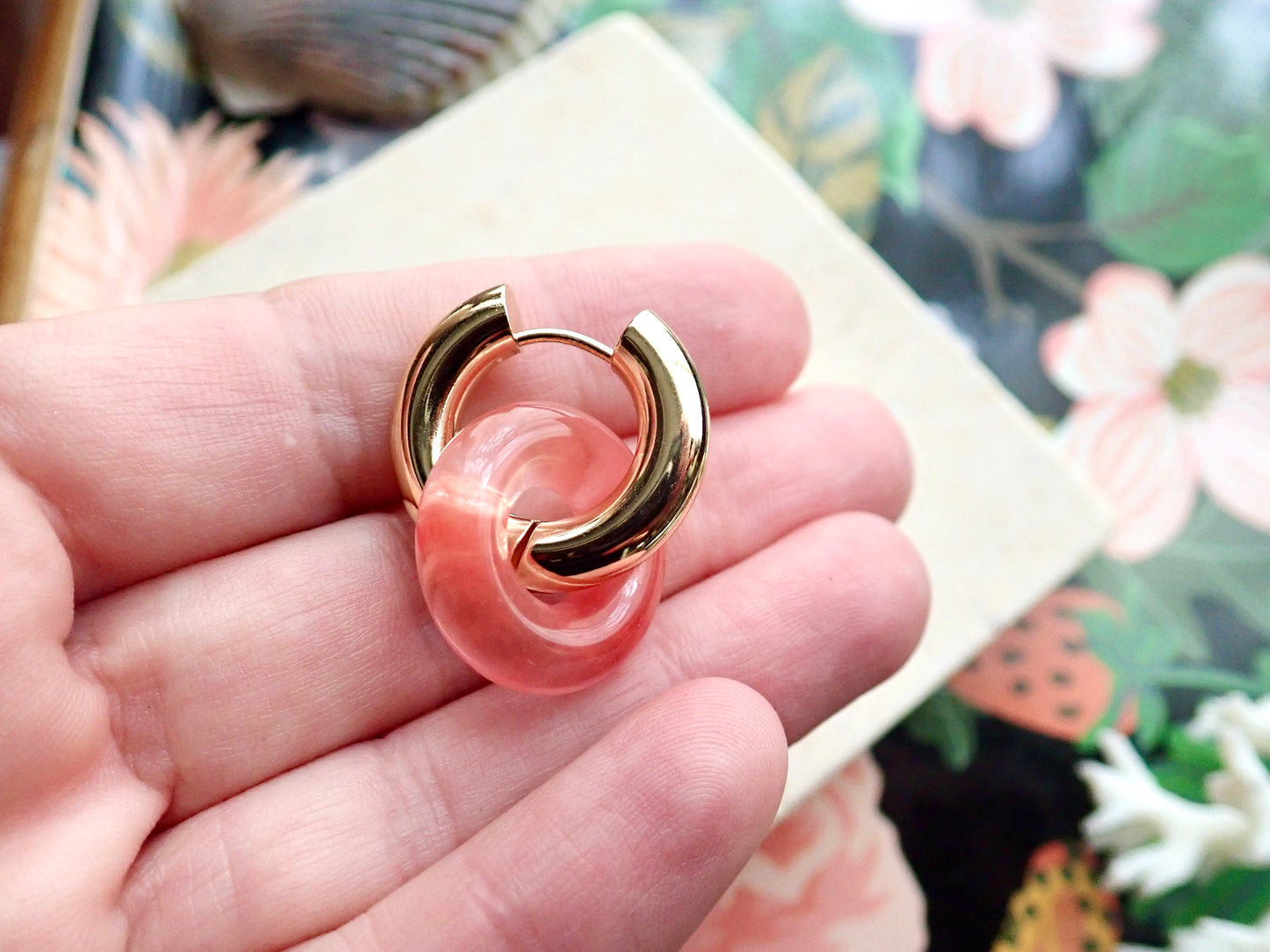 Gordi Rose Quartz Hoop Earrings