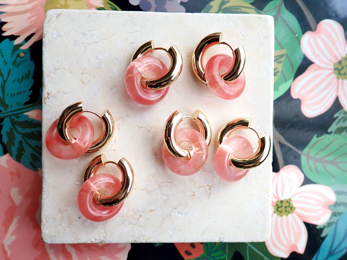 Gordi Rose Quartz Hoop Earrings
