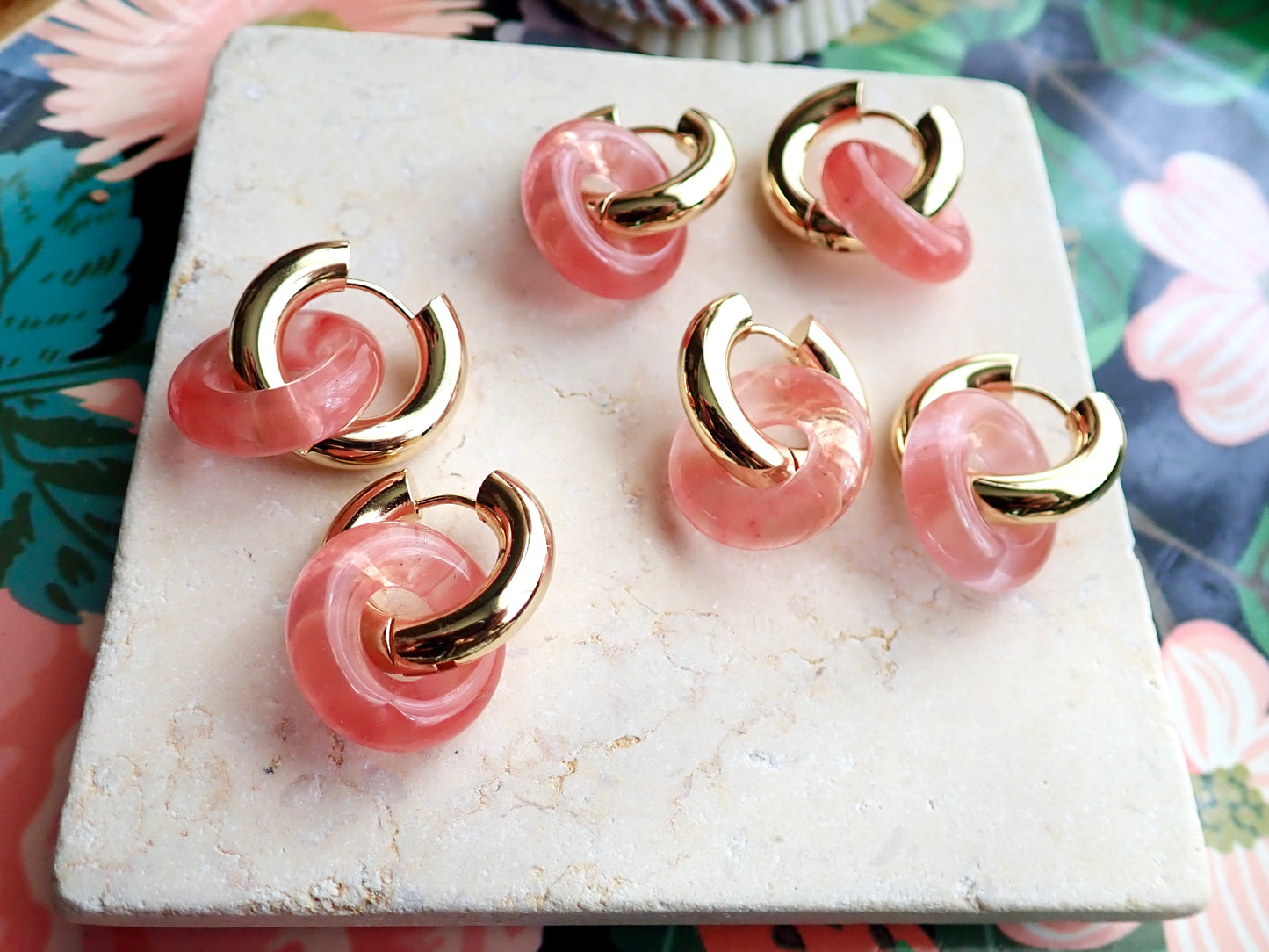 Gordi Rose Quartz Hoop Earrings