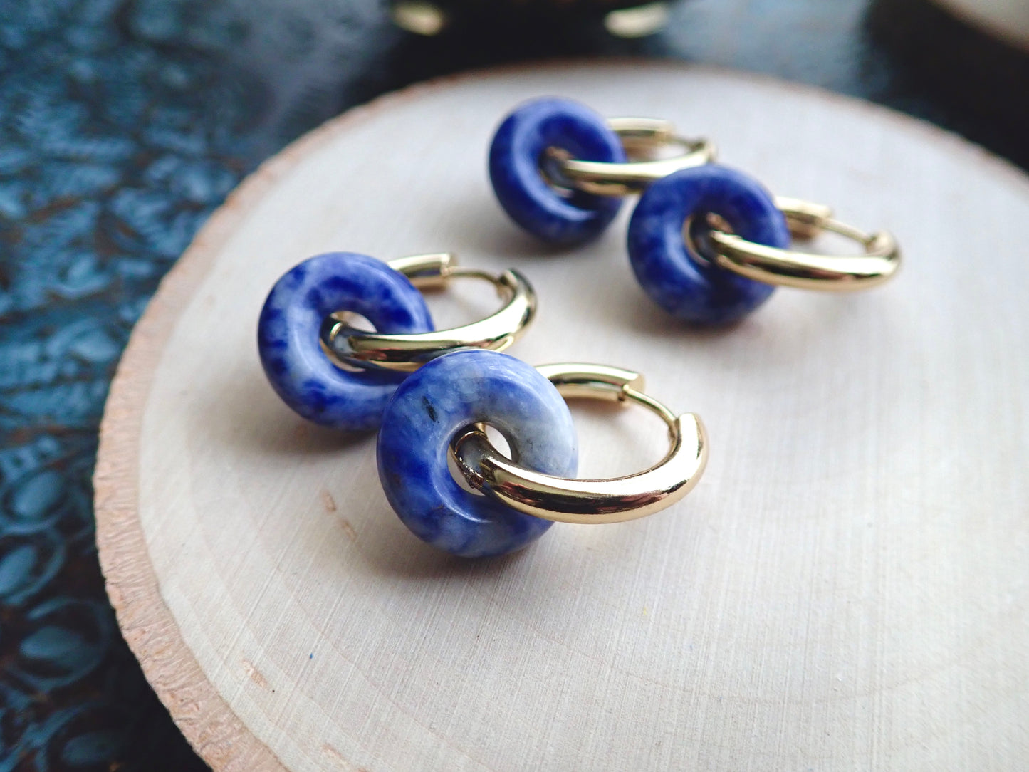 Gordi Lapis Lazuli Hoop Earrings