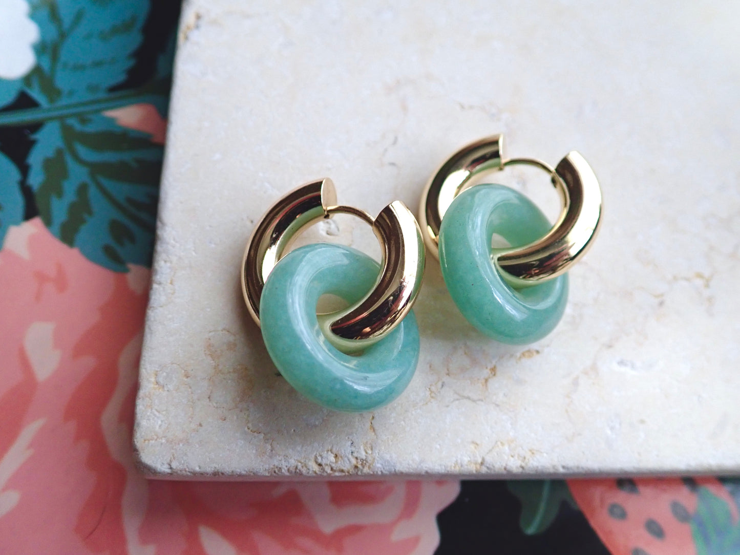 Gordi Amazonite Hoop Earrings