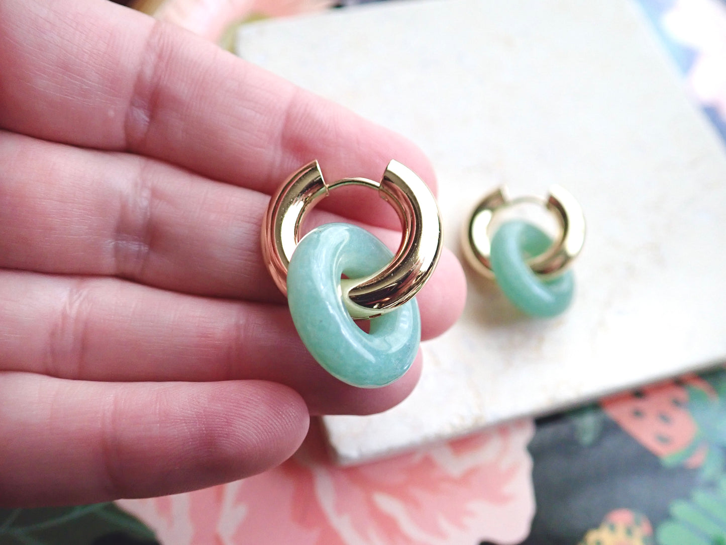 Gordi Amazonite Hoop Earrings