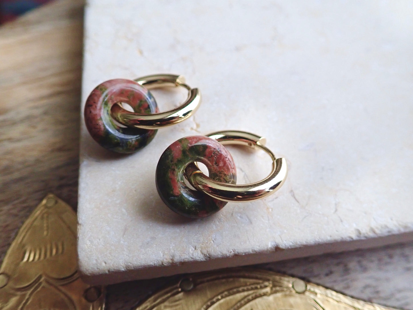 Gordi Unakite Hoop Earrings