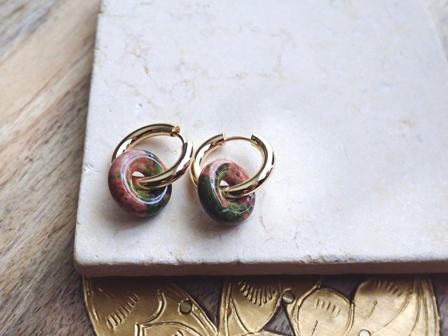 Gordi Unakite Hoop Earrings