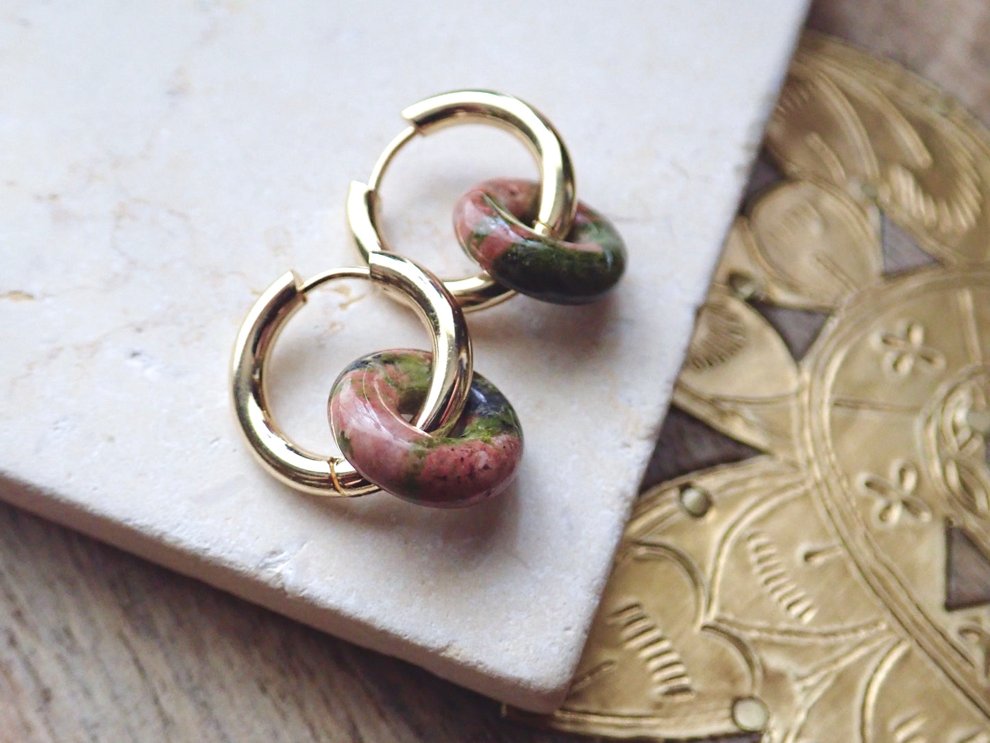 Gordi Unakite Hoop Earrings