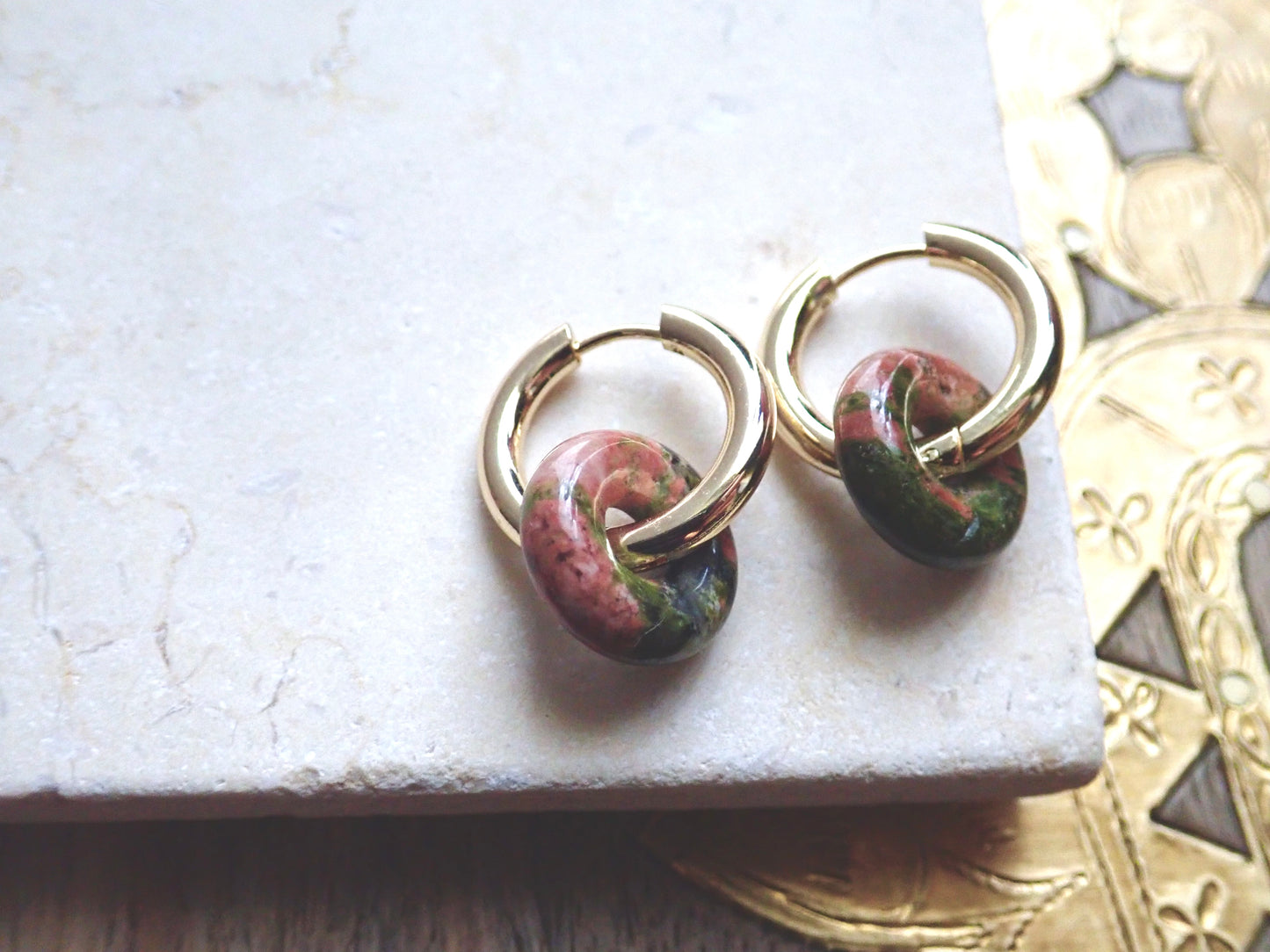 Gordi Unakite Hoop Earrings