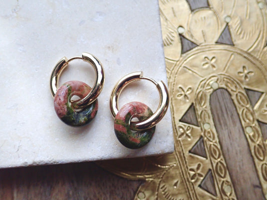 Gordi Unakite Hoop Earrings