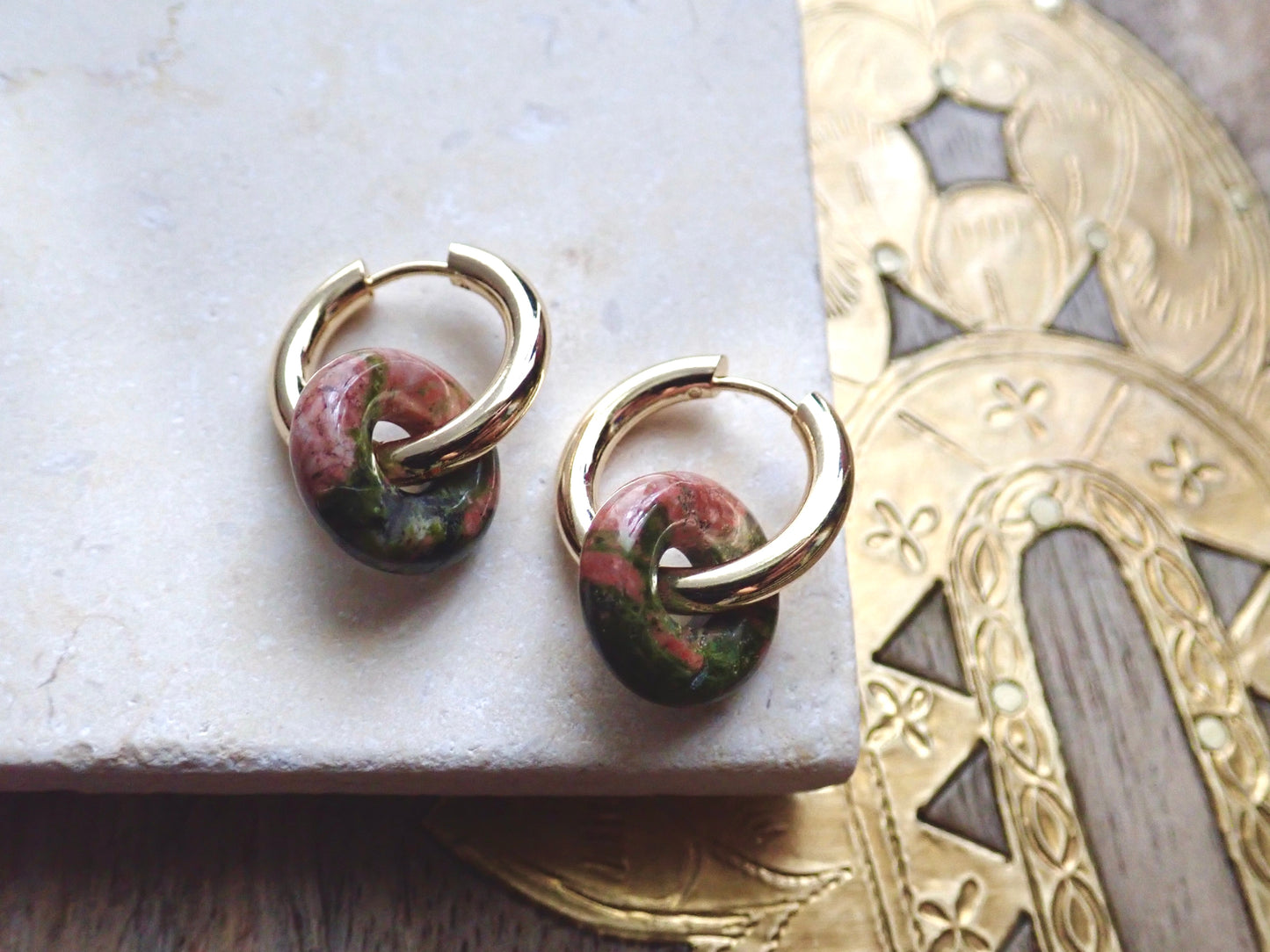 Gordi Unakite Hoop Earrings