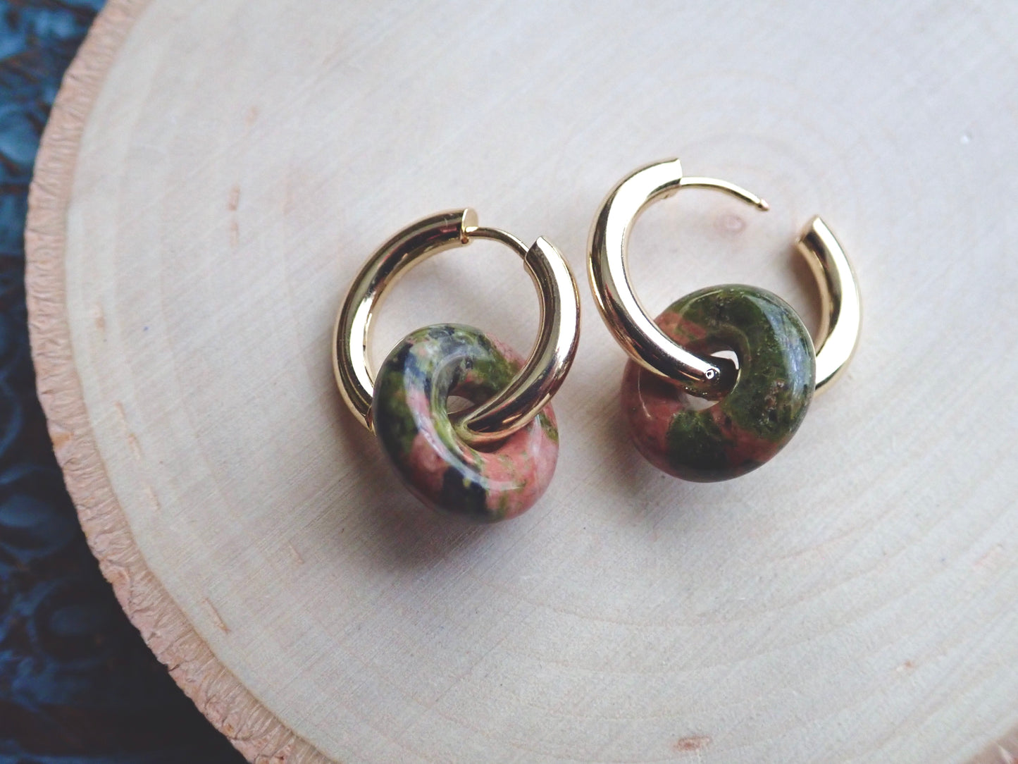 Gordi Unakite Hoop Earrings