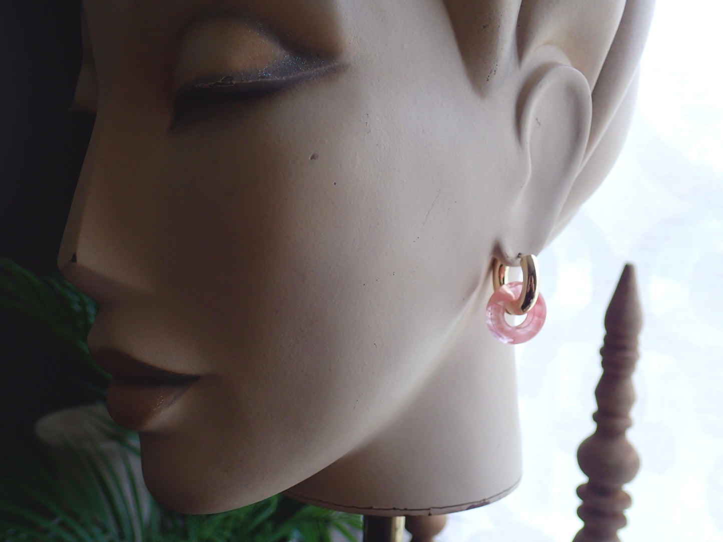 Gordi Rose Quartz Hoop Earrings