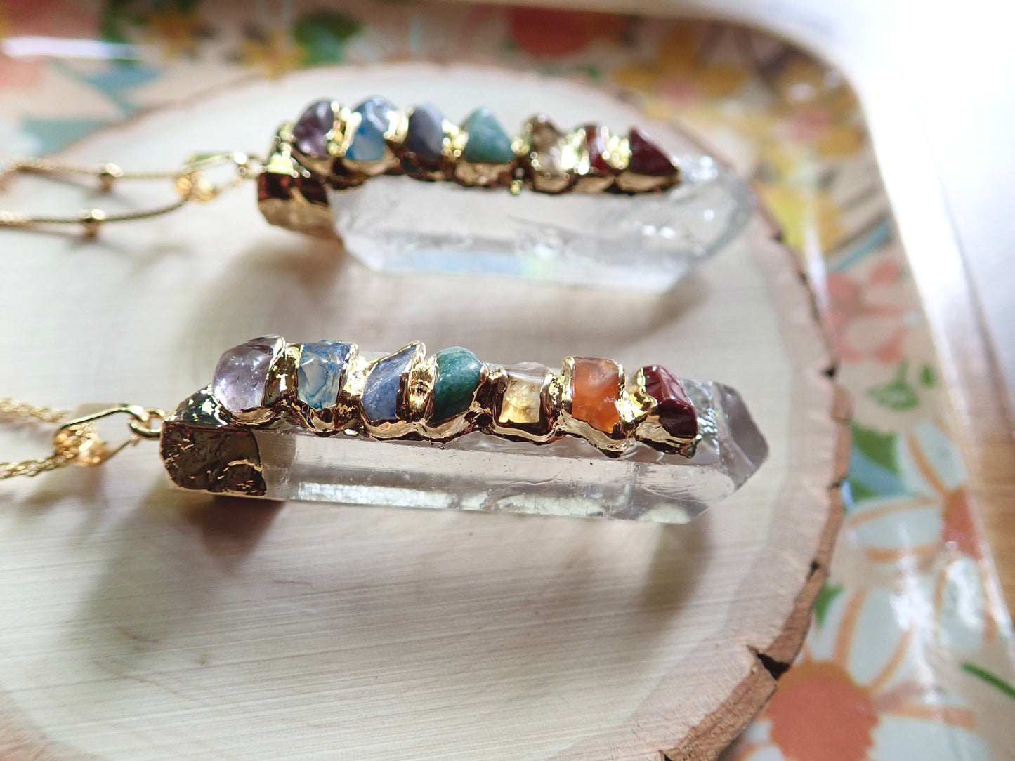 Quartz Crystal Chakra Necklace