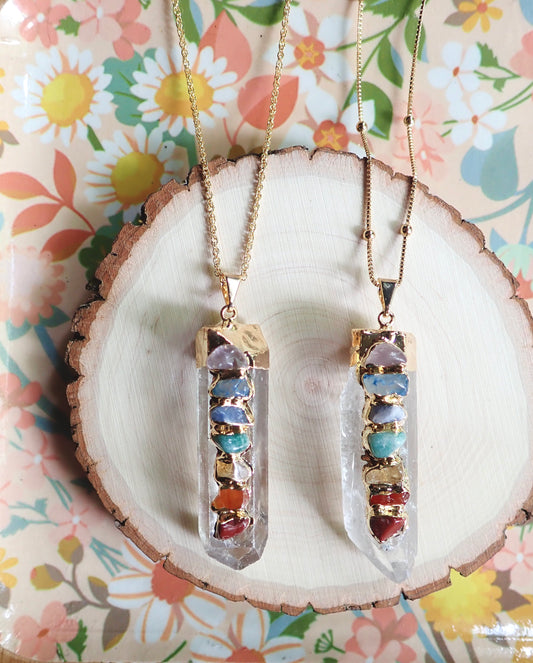 Quartz Crystal Chakra Necklace