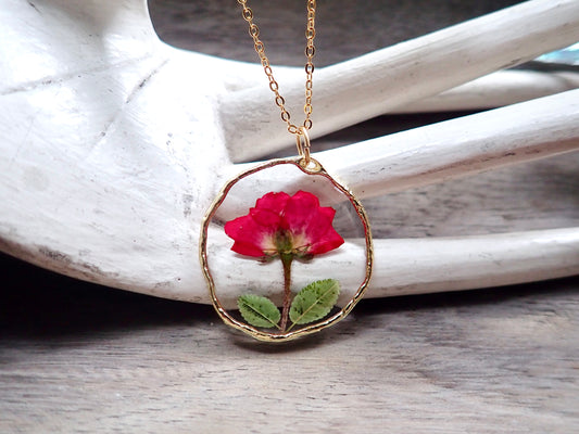 Floribunda Pressed Rose Necklace