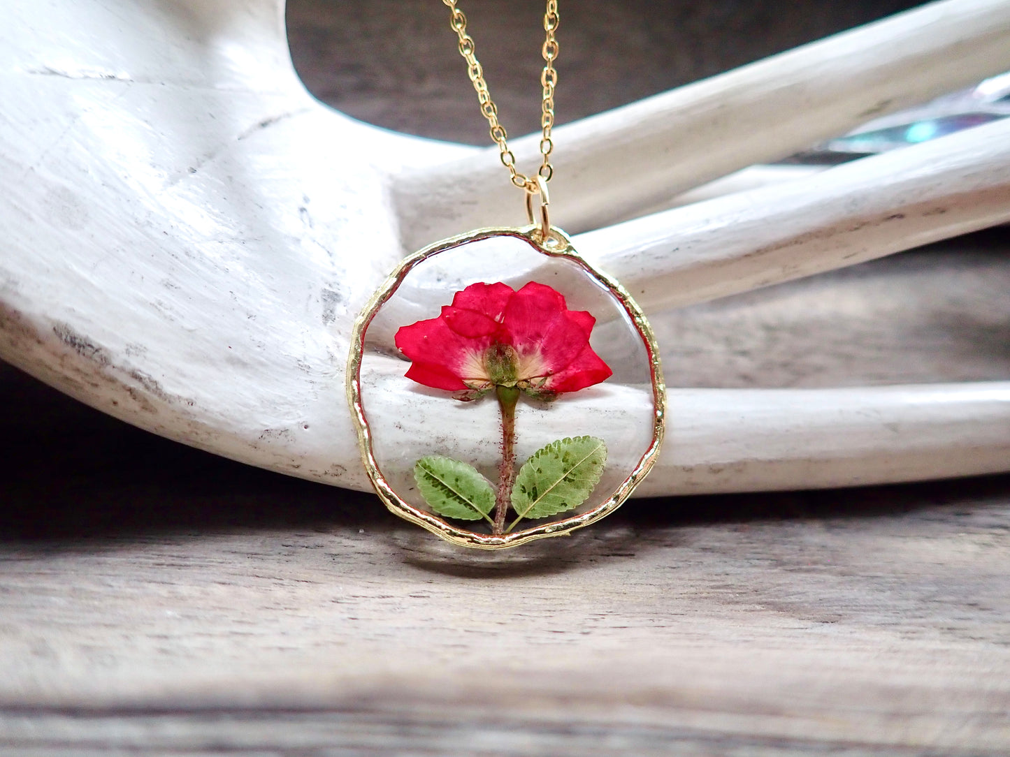 Floribunda Pressed Rose Necklace