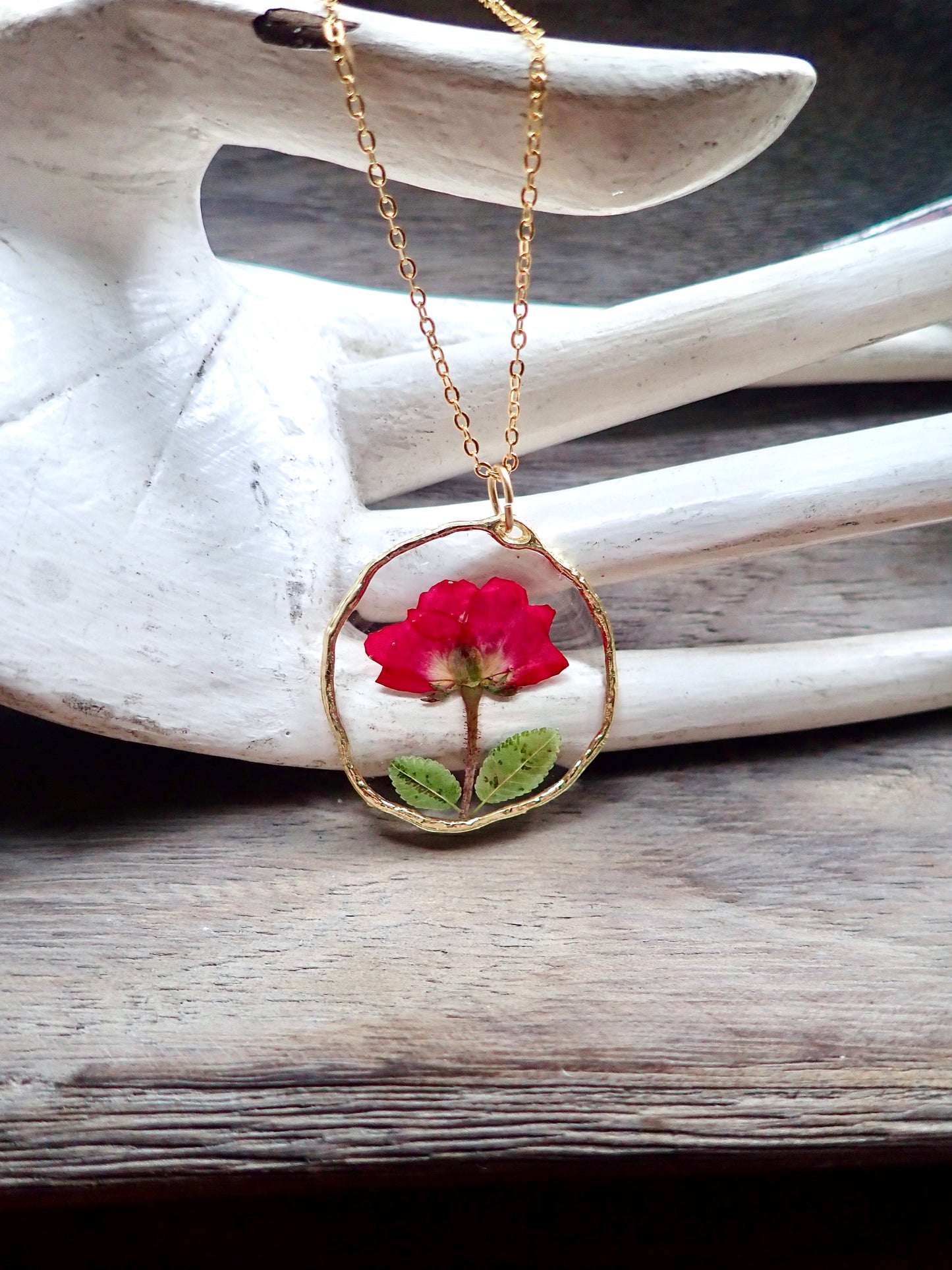 Floribunda Pressed Rose Necklace