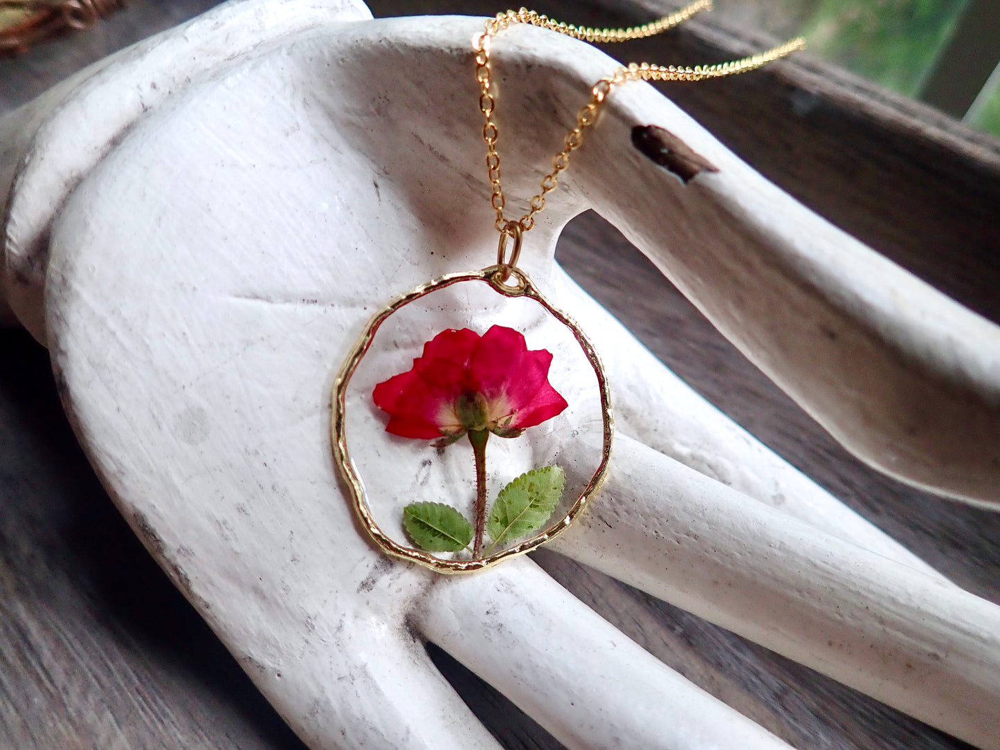 Floribunda Pressed Rose Necklace
