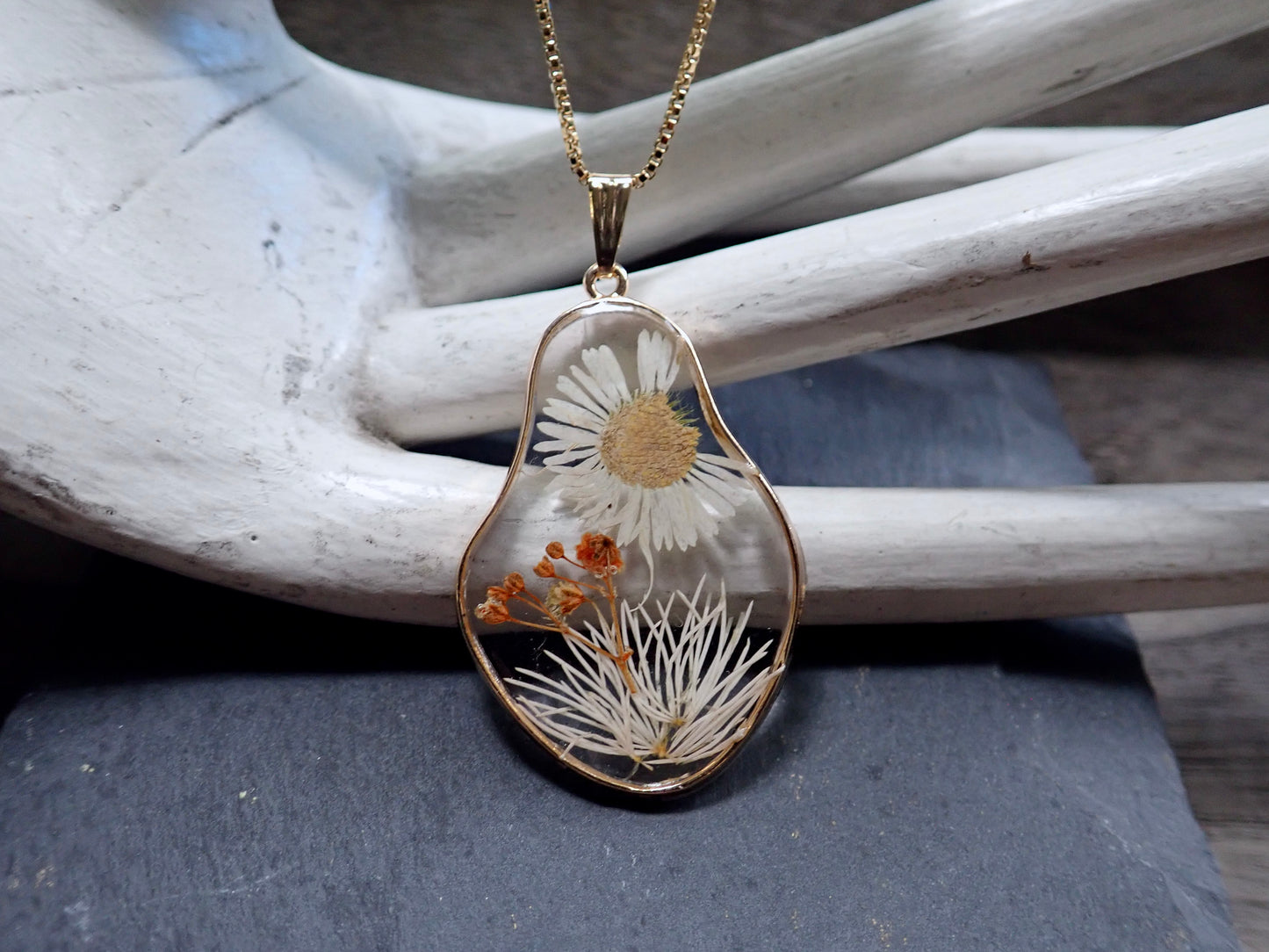 Autumn Joy Flower Pendant Necklace